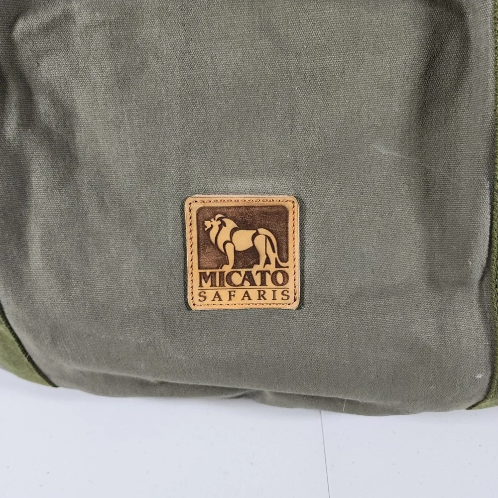 Micato Safaris Green Large Duffle Bag Canvas Olive Green Lion Logo - Picture 8 of 13